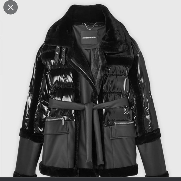 BRAND NEW HIGH SHINE PLUSH PUFFER JACKET BLACK